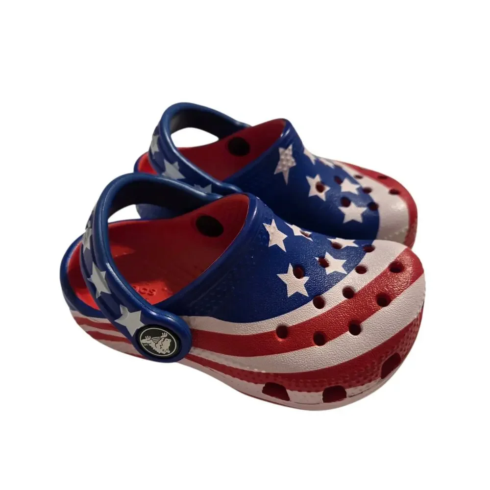 Crocs Classic Clogs American Flag Patriotic size C5 C-5 Toddler / Baby NWT